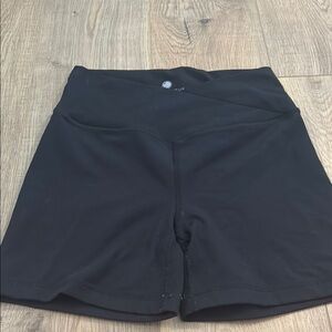 Yogalicious Black Bike Shorts with Wide Waistband and Moisture-Wicking Fabric